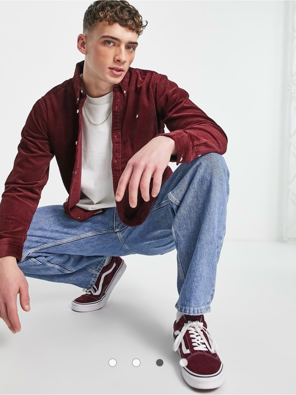 CARHARTT WIP Madison Corduroy LS Button-Down Shirt in Burgundy Men's Size Large